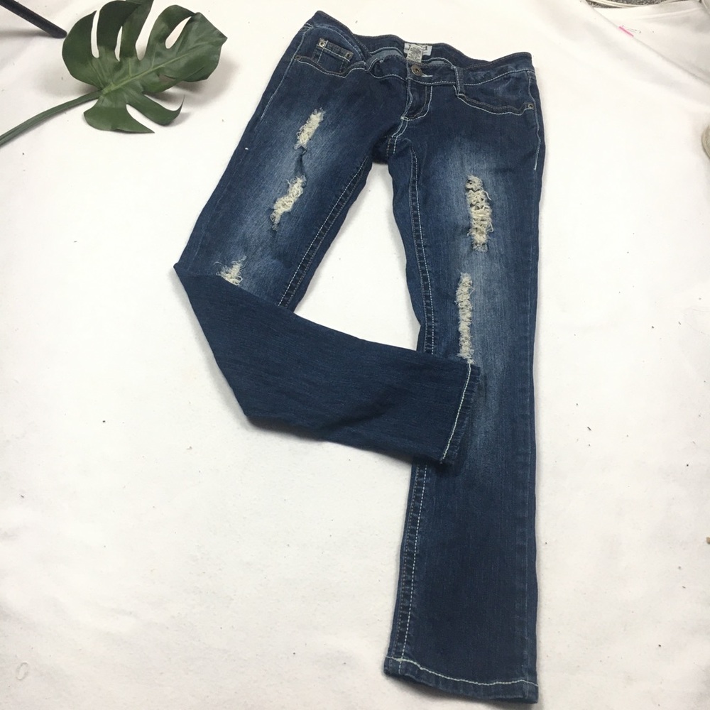 MUDD SKINNY JEANS RIPPED DARK BLUE SIZE 7